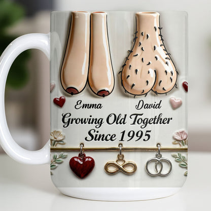 Growing Old Together With Hearts And Symbols - Personalized Custom Coffee Mug - CPL1317_MG