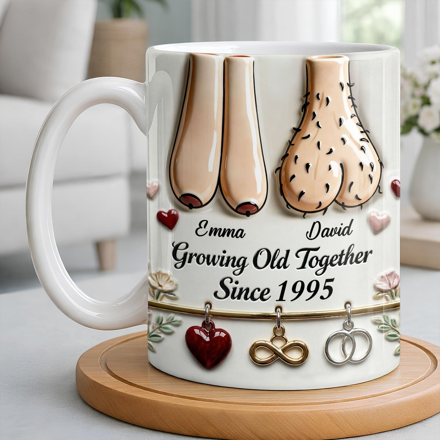 Growing Old Together With Hearts And Symbols - Personalized Custom Coffee Mug - CPL1317_MG