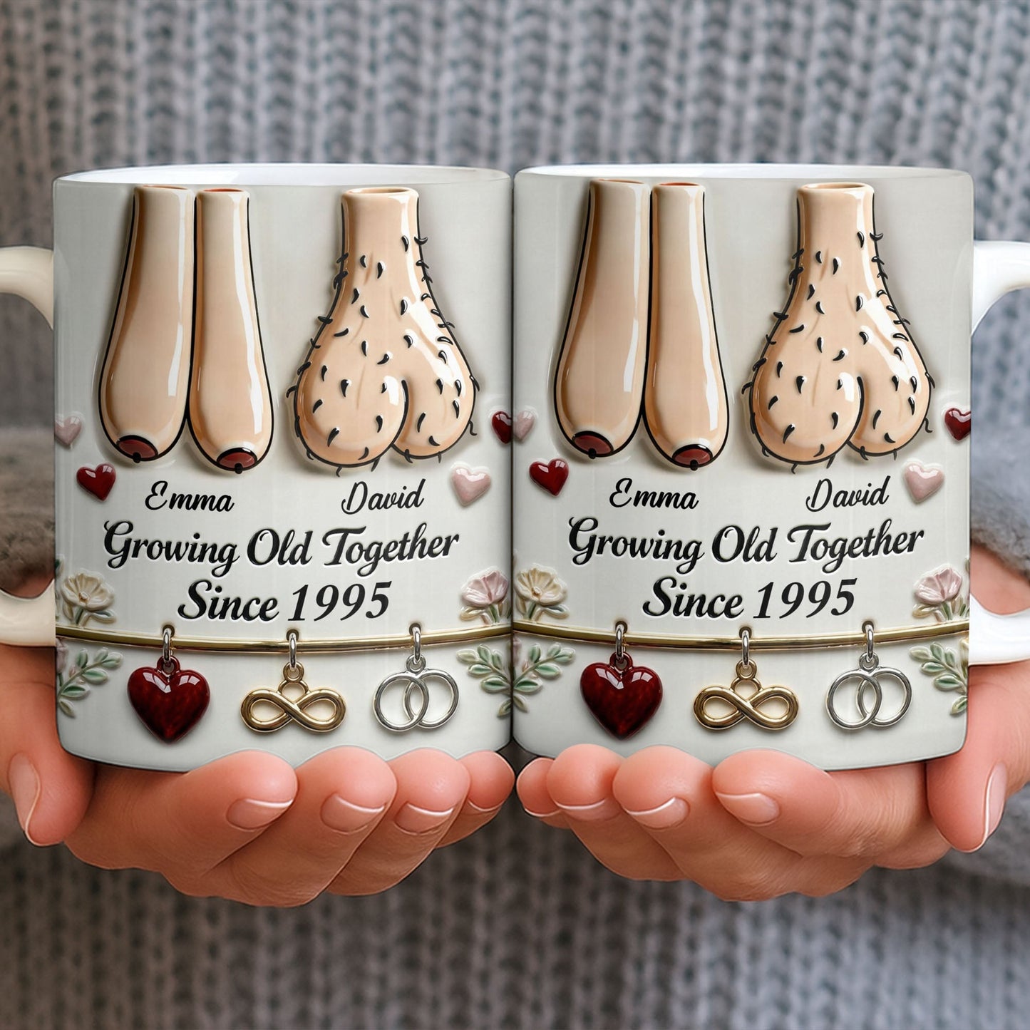 Growing Old Together With Hearts And Symbols - Personalized Custom Coffee Mug - CPL1317_MG