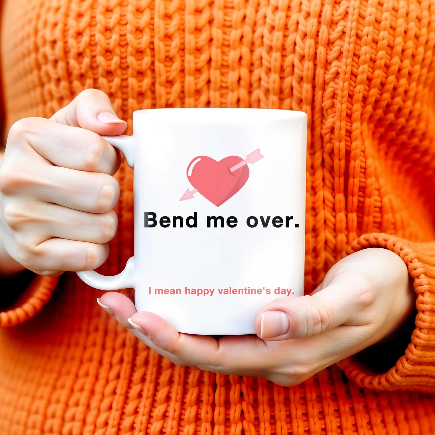 Happy Valentine's Day Heart And Arrow Design - Personalized Custom Coffee Mug - CPL131_MG