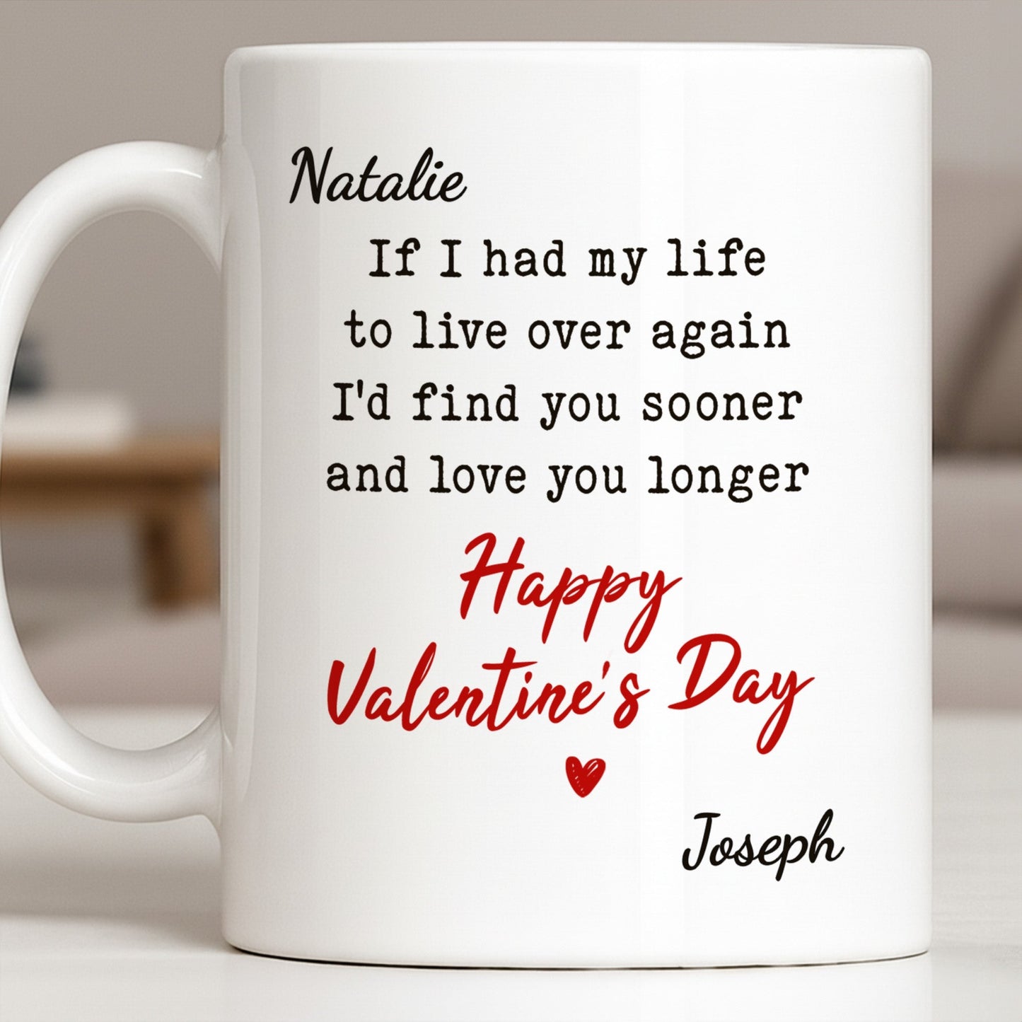 If I Had My Life To Live Over Again I'd Find You Sooner And Love You Longer - Personalized Custom Coffee Mug - CPL1320_MG