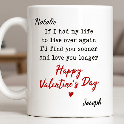 If I Had My Life To Live Over Again I'd Find You Sooner And Love You Longer - Personalized Custom Coffee Mug - CPL1320_MG