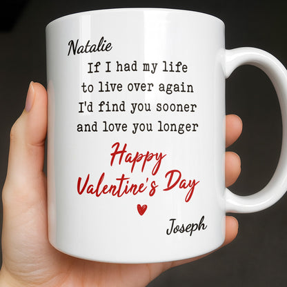 If I Had My Life To Live Over Again I'd Find You Sooner And Love You Longer - Personalized Custom Coffee Mug - CPL1320_MG