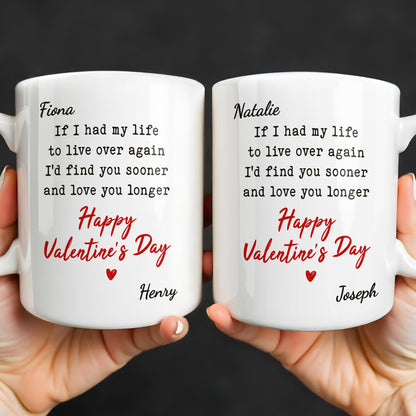 If I Had My Life To Live Over Again I'd Find You Sooner And Love You Longer - Personalized Custom Coffee Mug - CPL1320_MG