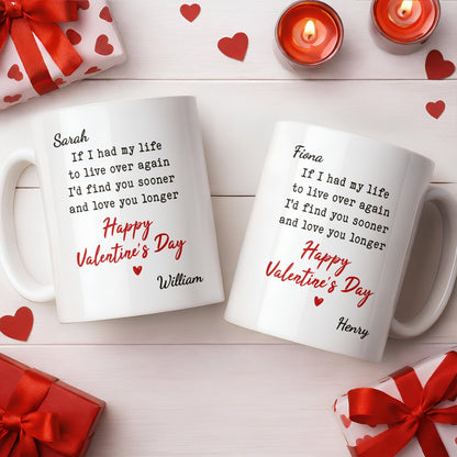 If I Had My Life To Live Over Again I'd Find You Sooner And Love You Longer - Personalized Custom Coffee Mug - CPL1320_MG