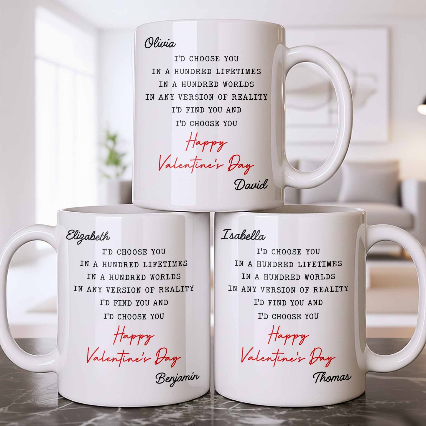 I'd Choose You In A Hundred Lifetimes, Romantic Love Message - Personalized Custom Coffee Mug - CPL1326_MG
