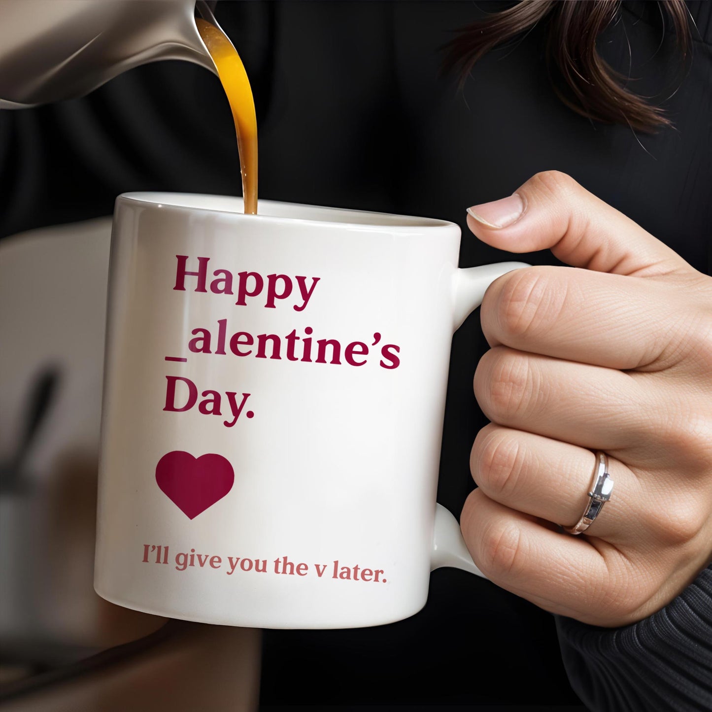 Happy Alentine's Day Heart Design - Personalized Custom Coffee Mug - CPL132_MG