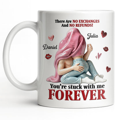 You're Stuck With Me Forever, Hearts and Lips - Personalized Custom Coffee Mug - CPL1334_MG