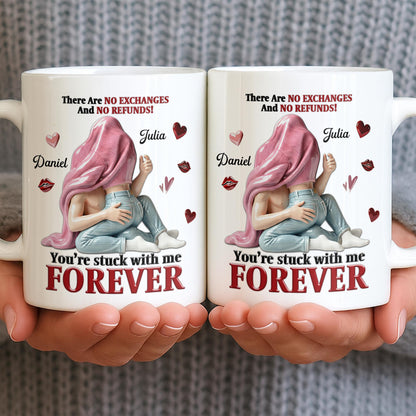 You're Stuck With Me Forever, Hearts and Lips - Personalized Custom Coffee Mug - CPL1334_MG