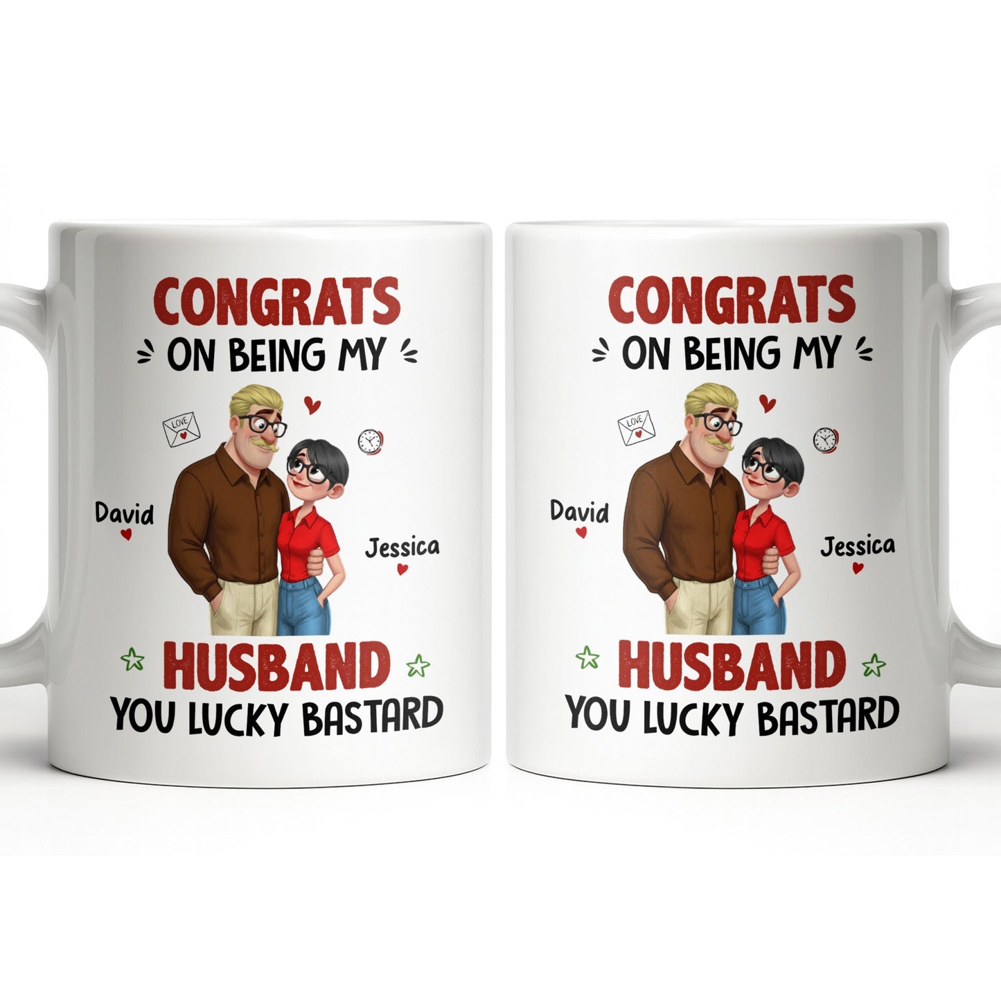 Congrats On Being My Husband, Hearts and Couple Design - Personalized Custom Coffee Mug - CPL1338_MG