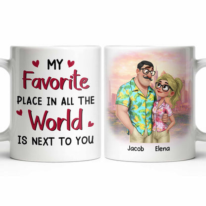 My Favorite Place Is Next to You, Hearts and Cityscape - Personalized Custom Coffee Mug - CPL1340_MG