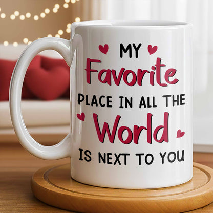 My Favorite Place Is Next to You, Hearts and Cityscape - Personalized Custom Coffee Mug - CPL1340_MG