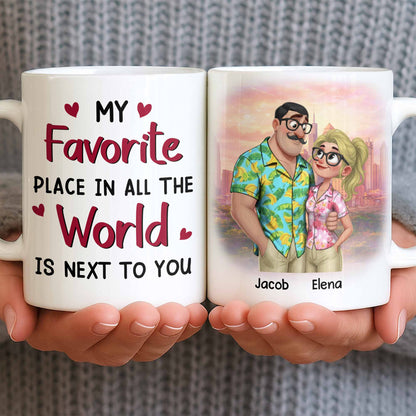 My Favorite Place Is Next to You, Hearts and Cityscape - Personalized Custom Coffee Mug - CPL1340_MG