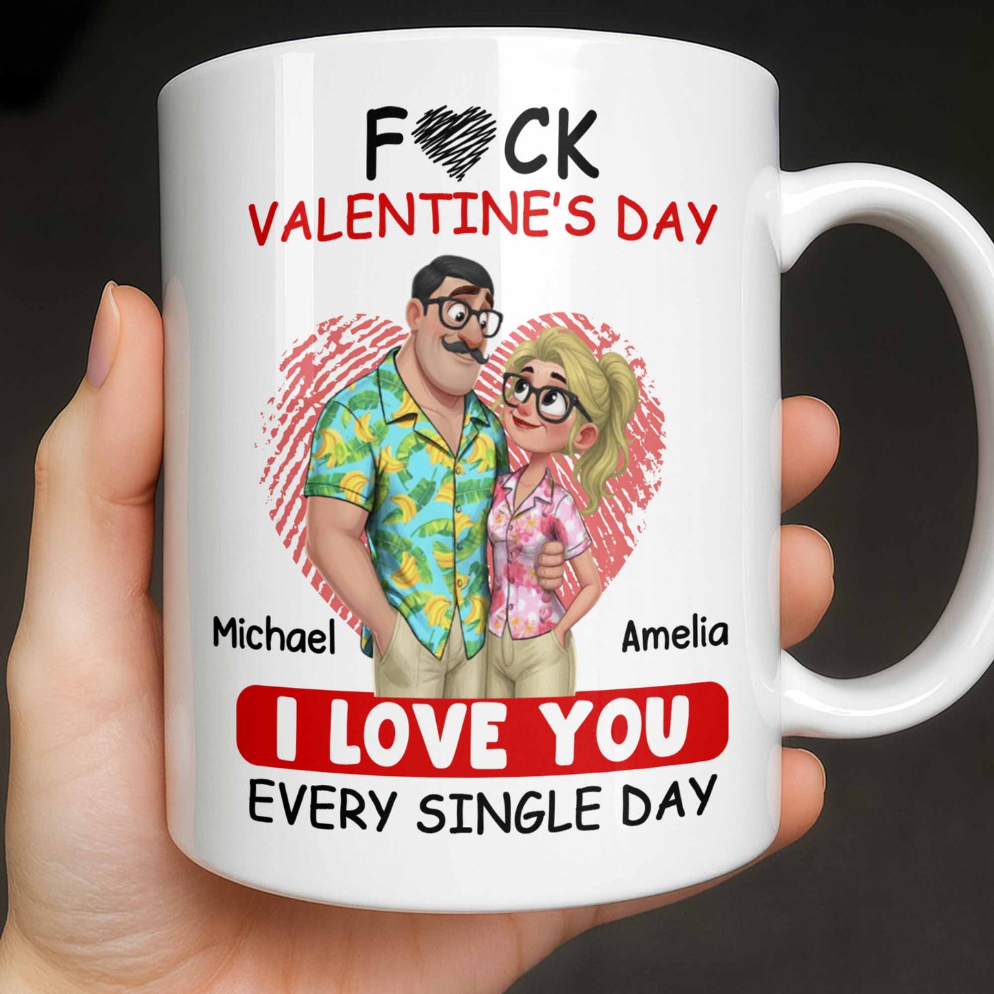 I Love You Every Single Day, Couple and Heart Design - Personalized Custom Coffee Mug - CPL1345_MG
