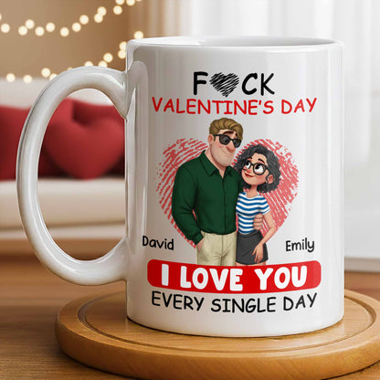 I Love You Every Single Day, Couple and Heart Design - Personalized Custom Coffee Mug - CPL1345_MG