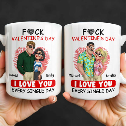 I Love You Every Single Day, Couple and Heart Design - Personalized Custom Coffee Mug - CPL1345_MG