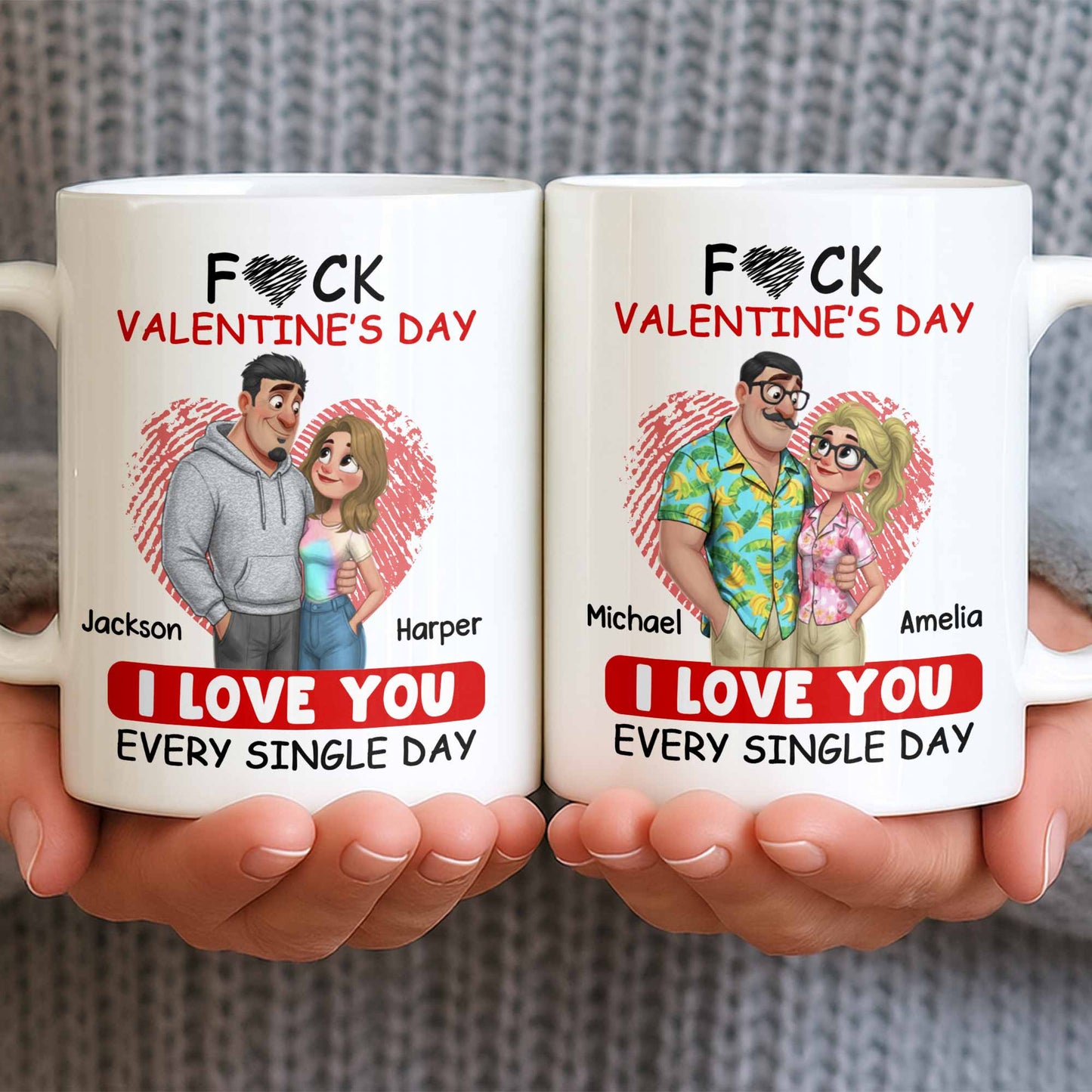 I Love You Every Single Day, Couple and Heart Design - Personalized Custom Coffee Mug - CPL1345_MG