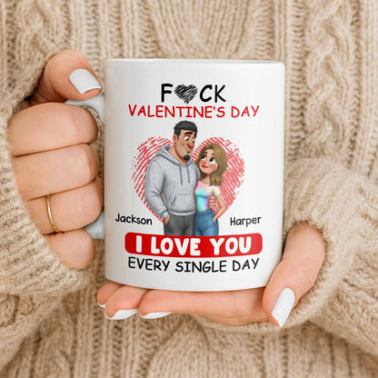 I Love You Every Single Day, Couple and Heart Design - Personalized Custom Coffee Mug - CPL1345_MG