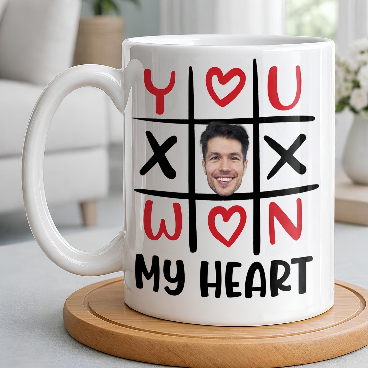 You Won My Heart With Tic-Tac-Toe And Hearts - Personalized Custom Coffee Mug - CPL1346_MG