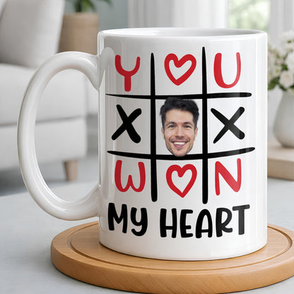 You Won My Heart With Tic-Tac-Toe And Hearts - Personalized Custom Coffee Mug - CPL1346_MG