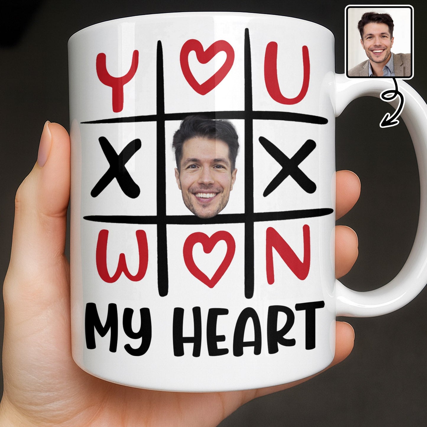 You Won My Heart With Tic-Tac-Toe And Hearts - Personalized Custom Coffee Mug - CPL1346_MG