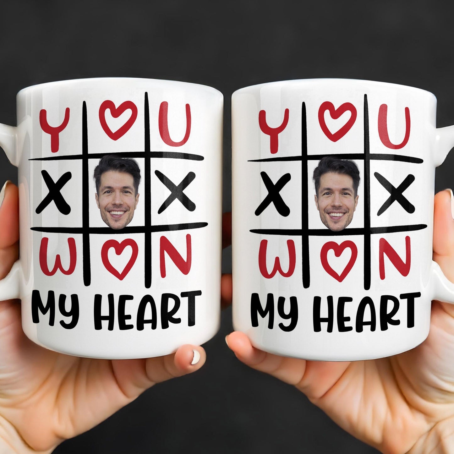 You Won My Heart With Tic-Tac-Toe And Hearts - Personalized Custom Coffee Mug - CPL1346_MG