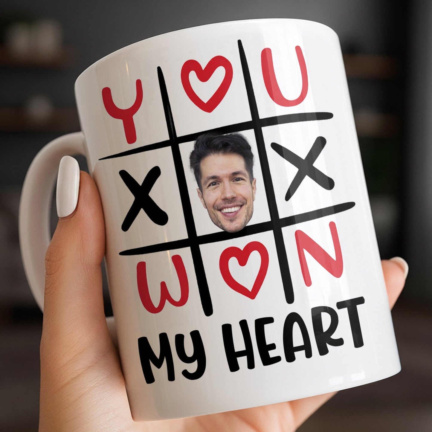 You Won My Heart With Tic-Tac-Toe And Hearts - Personalized Custom Coffee Mug - CPL1346_MG