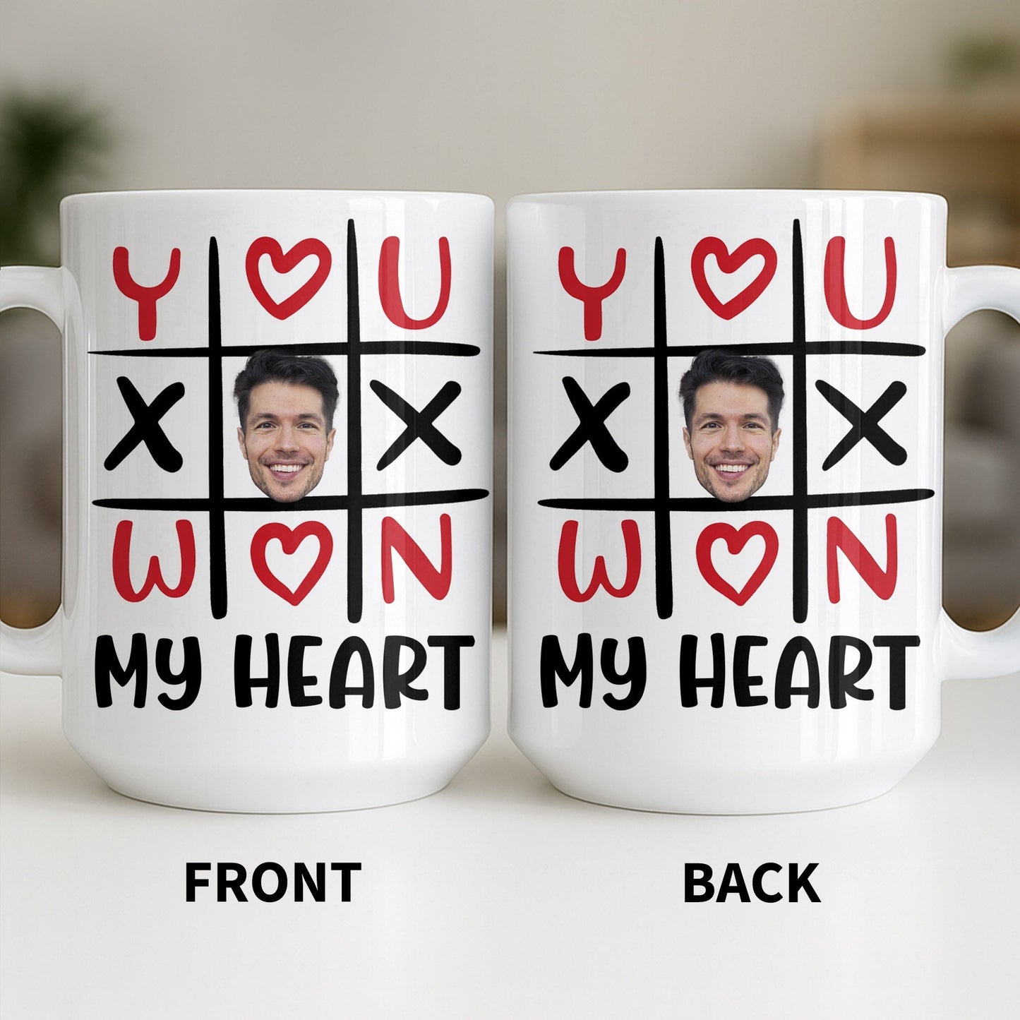 You Won My Heart With Tic-Tac-Toe And Hearts - Personalized Custom Coffee Mug - CPL1346_MG