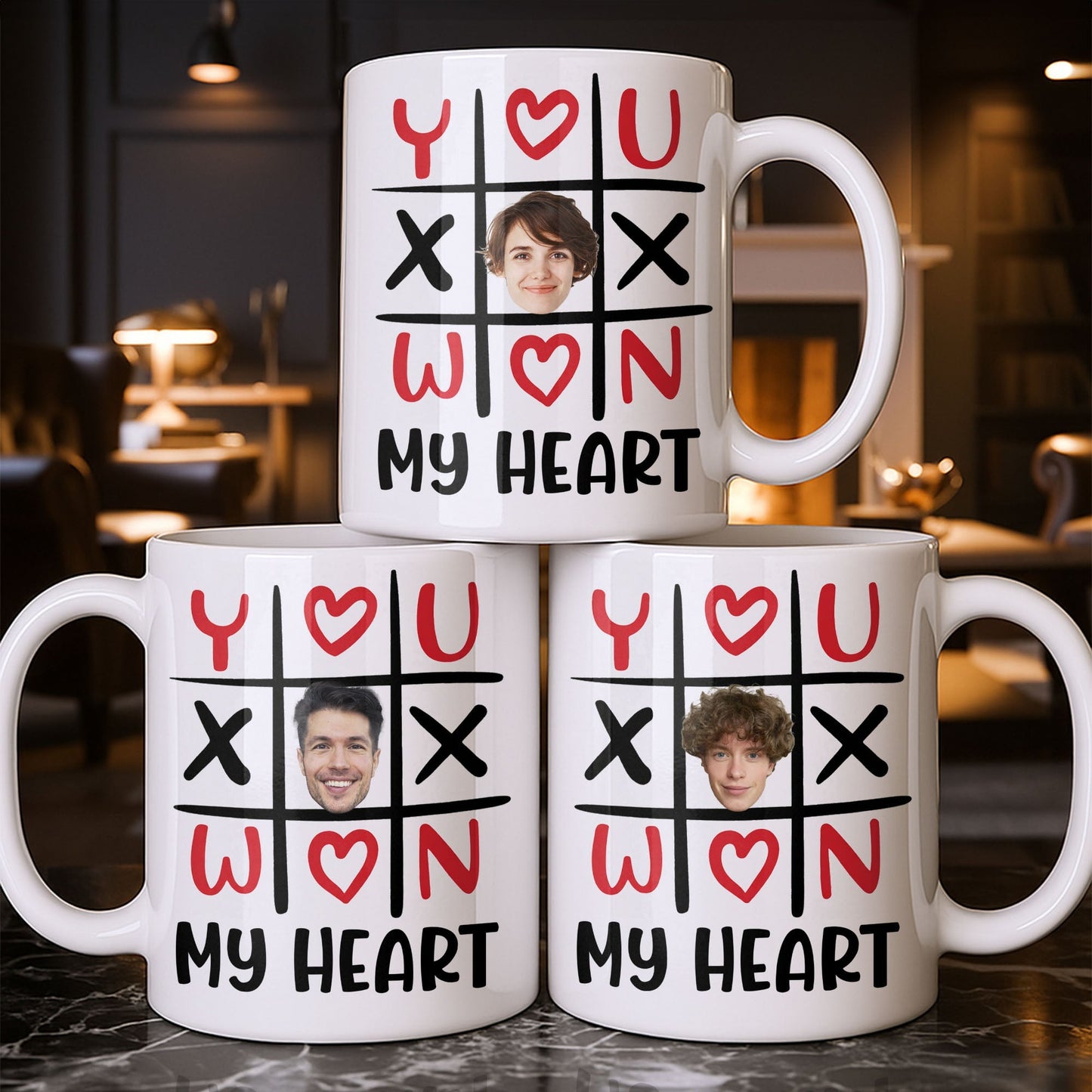You Won My Heart With Tic-Tac-Toe And Hearts - Personalized Custom Coffee Mug - CPL1346_MG