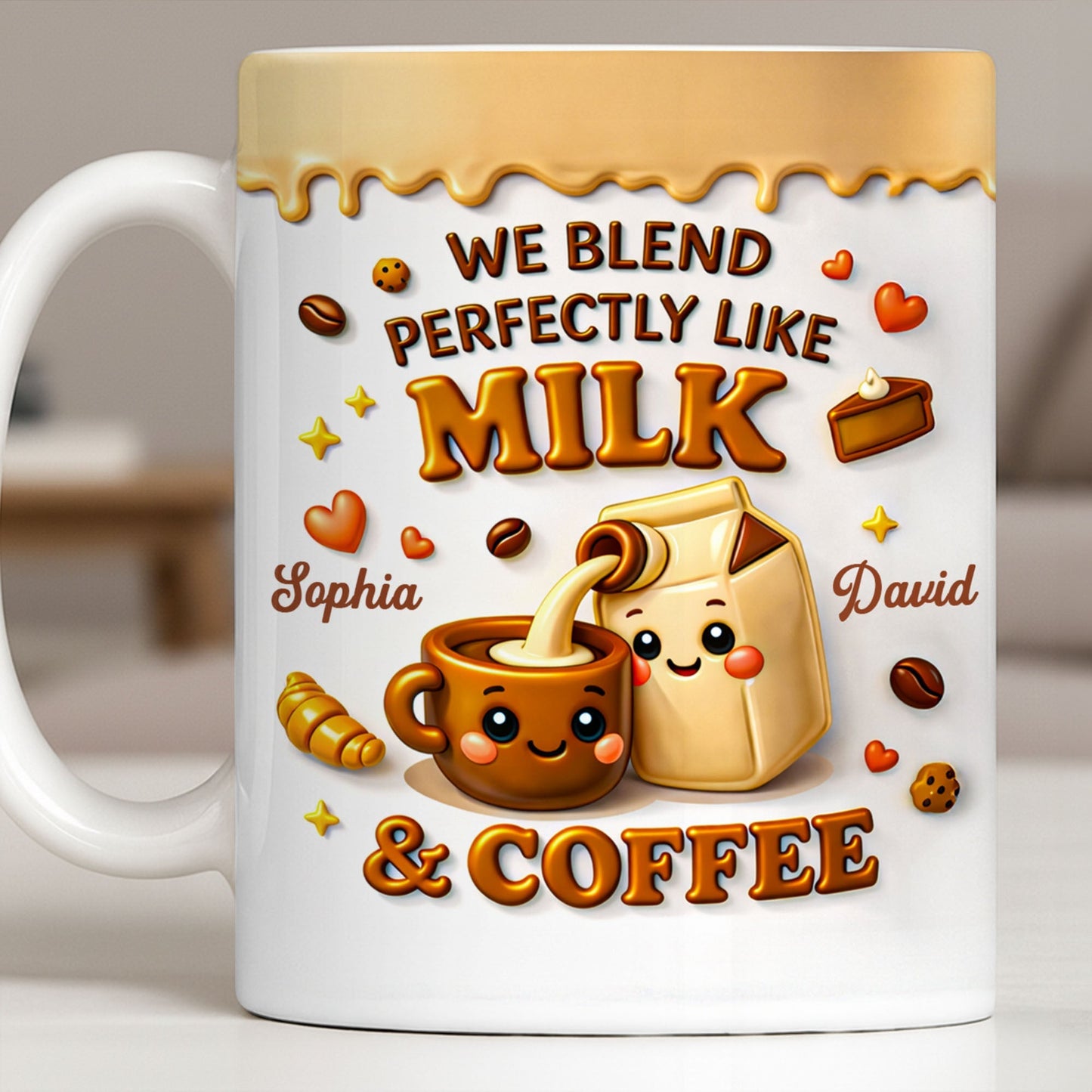 We Blend Perfectly Like Milk And Coffee - Personalized Custom Coffee Mug - CPL1347_MG