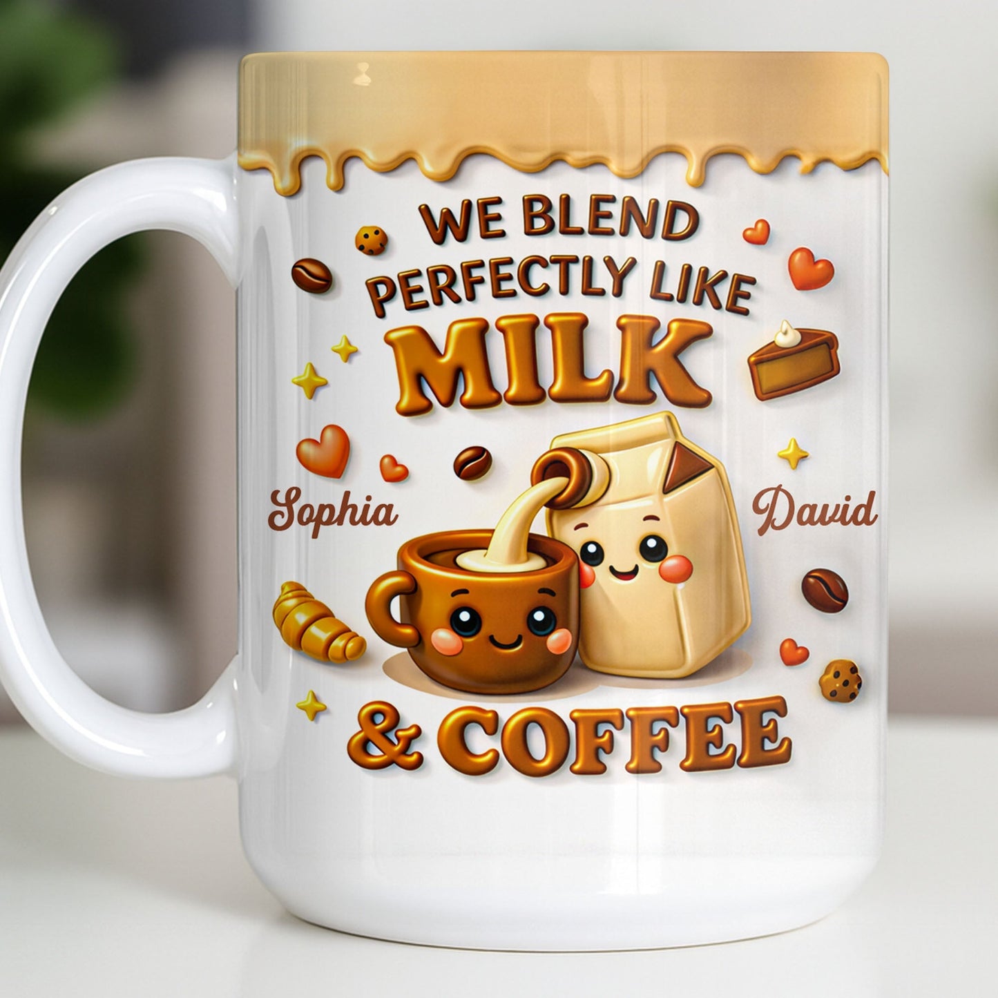 We Blend Perfectly Like Milk And Coffee - Personalized Custom Coffee Mug - CPL1347_MG