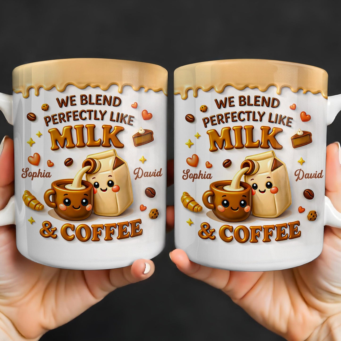 We Blend Perfectly Like Milk And Coffee - Personalized Custom Coffee Mug - CPL1347_MG