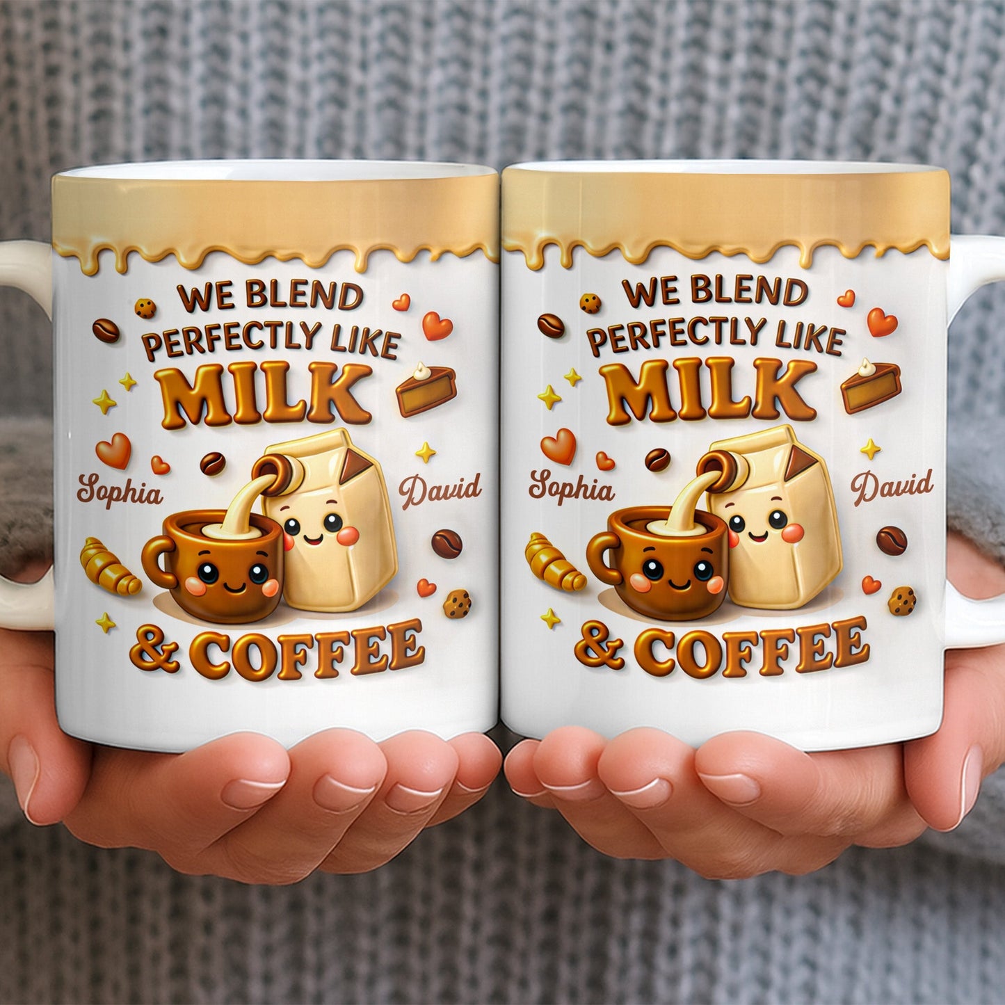 We Blend Perfectly Like Milk And Coffee - Personalized Custom Coffee Mug - CPL1347_MG