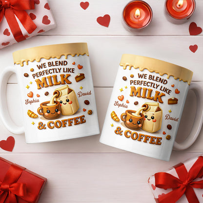 We Blend Perfectly Like Milk And Coffee - Personalized Custom Coffee Mug - CPL1347_MG