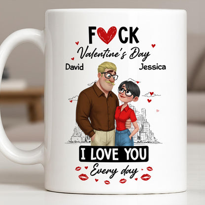 I Love You Every Day Hearts And Lip Prints - Personalized Custom Coffee Mug - CPL1350_MG