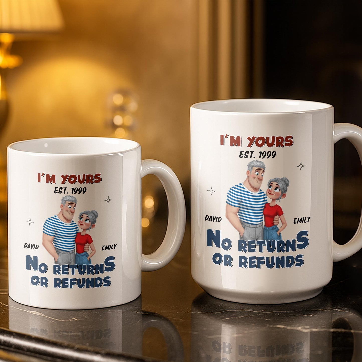 I'm Yours No Returns Or Refunds Cartoon Couple Design - Personalized Custom Coffee Mug - CPL1353_MG