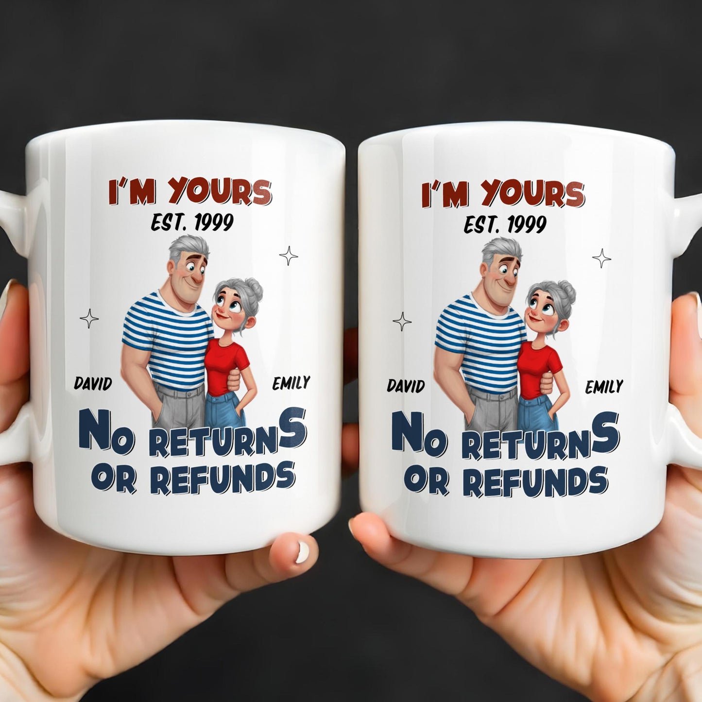 I'm Yours No Returns Or Refunds Cartoon Couple Design - Personalized Custom Coffee Mug - CPL1353_MG