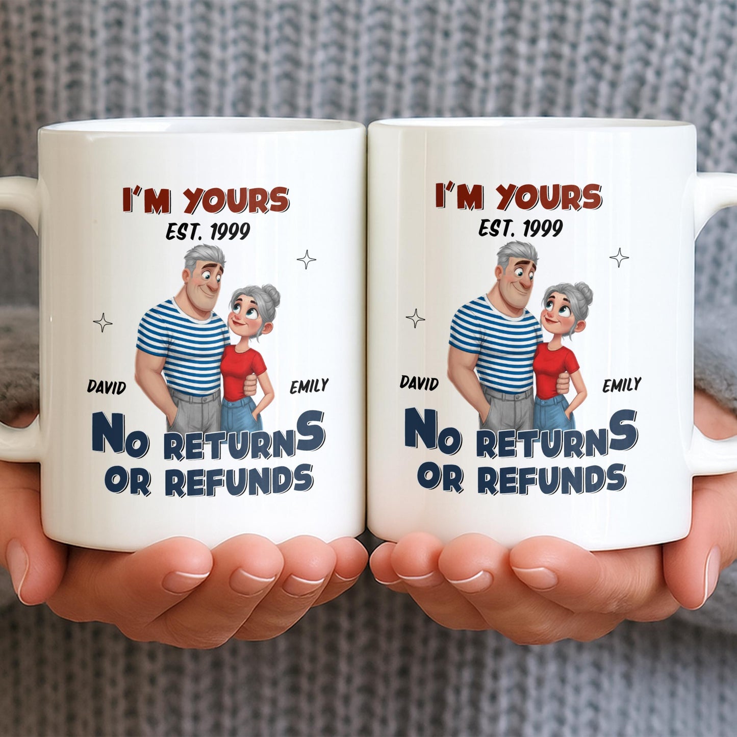 I'm Yours No Returns Or Refunds Cartoon Couple Design - Personalized Custom Coffee Mug - CPL1353_MG