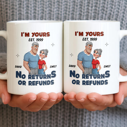 I'm Yours No Returns Or Refunds Cartoon Couple Design - Personalized Custom Coffee Mug - CPL1353_MG