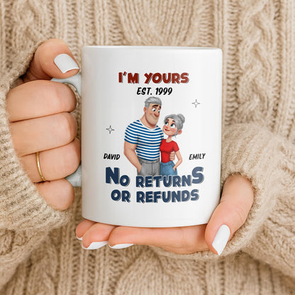 I'm Yours No Returns Or Refunds Cartoon Couple Design - Personalized Custom Coffee Mug - CPL1353_MG