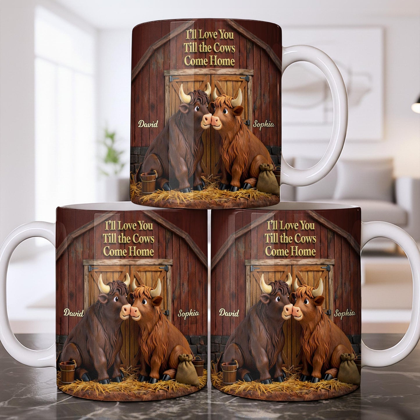I'll Love You Till The Cows Come Home, Barn And Cows Design - Personalized Custom Coffee Mug - CPL1358_MG
