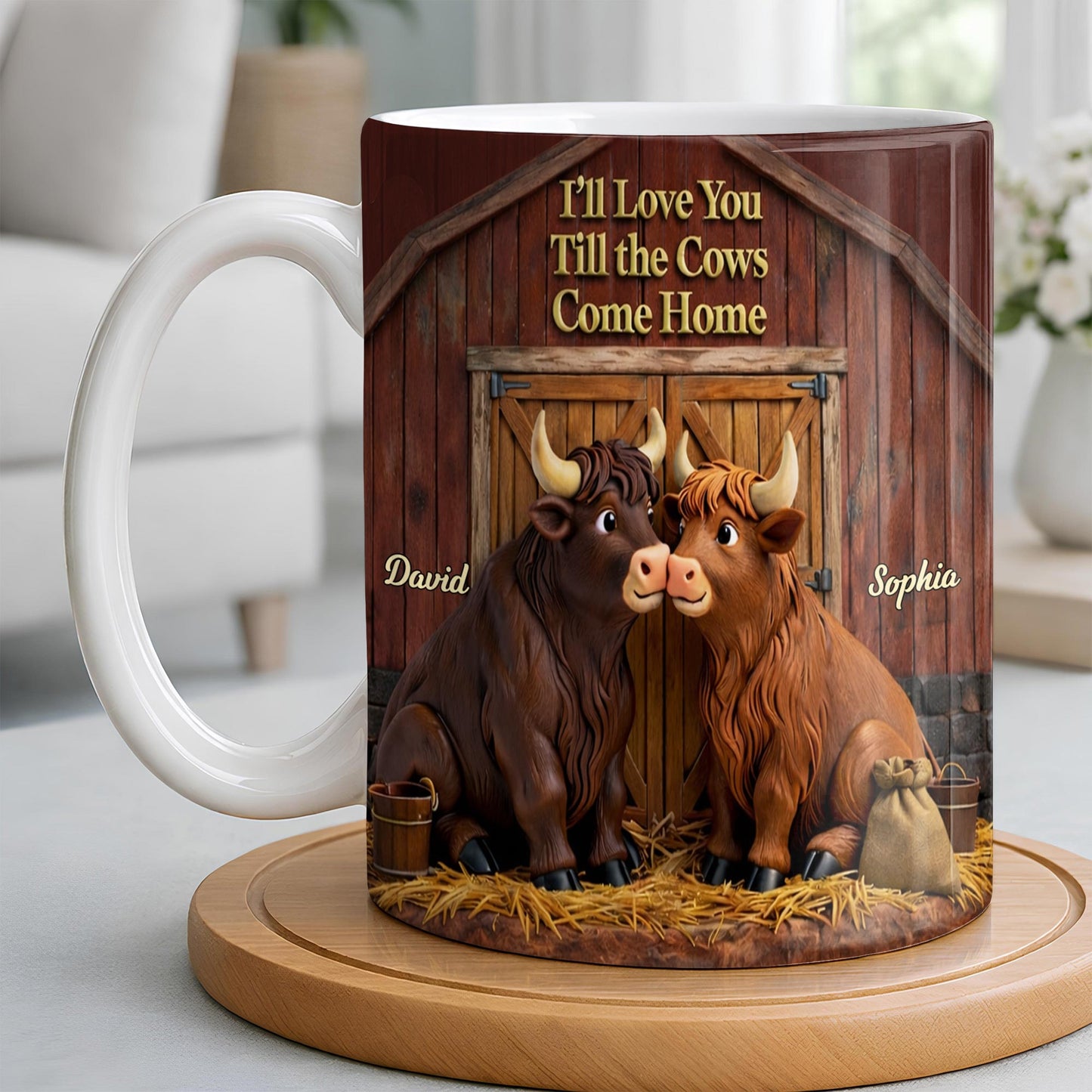 I'll Love You Till The Cows Come Home, Barn And Cows Design - Personalized Custom Coffee Mug - CPL1358_MG