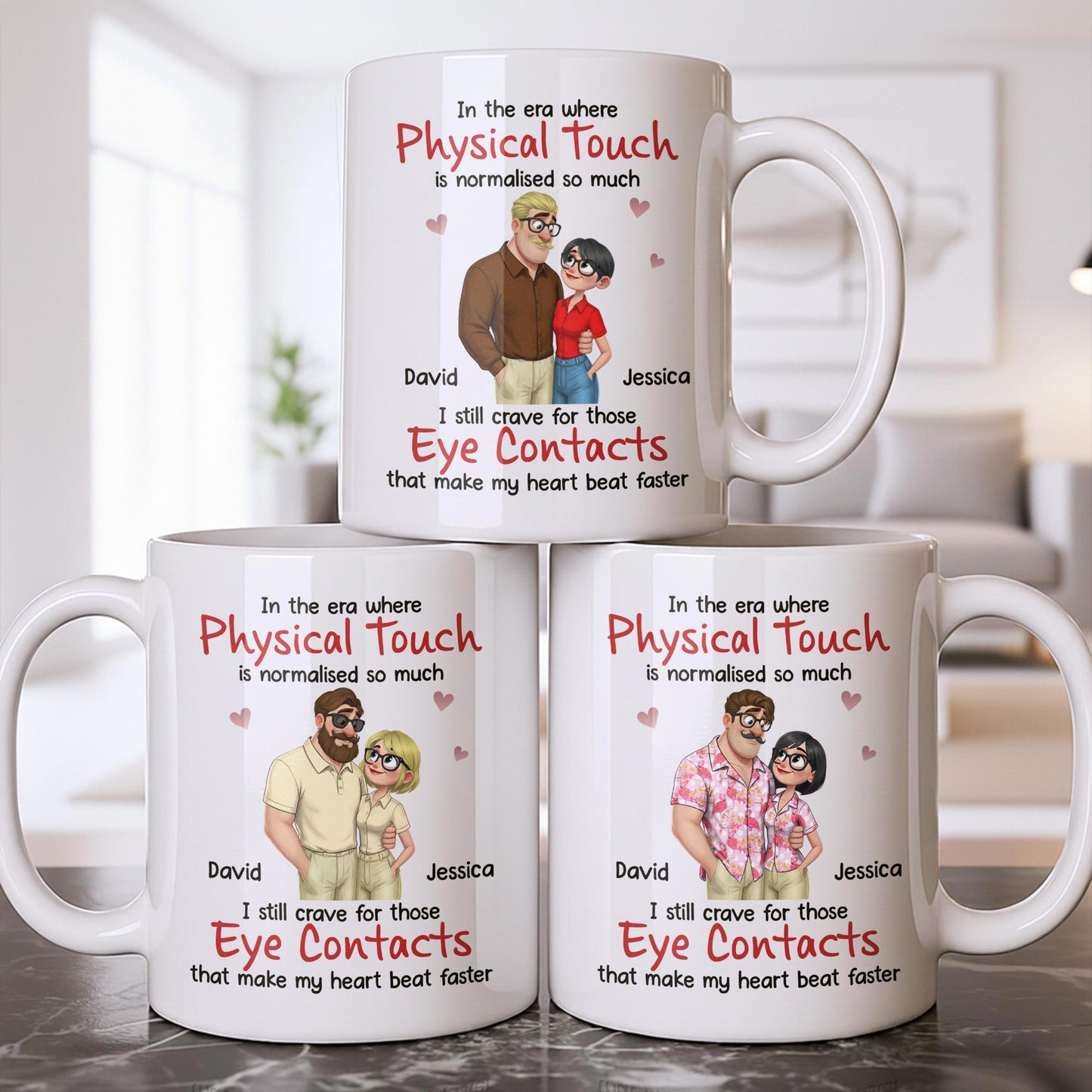 Physical Touch And Eye Contacts That Make Hearts Beat Faster - Personalized Custom Coffee Mug - CPL1360_MG