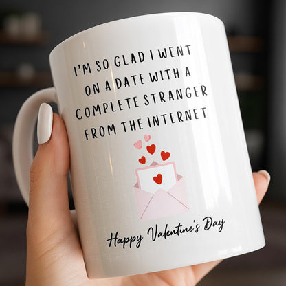 Glad I Went On A Date With A Complete Stranger, Hearts And Cityscape - Personalized Custom Coffee Mug - CPL1362_MG