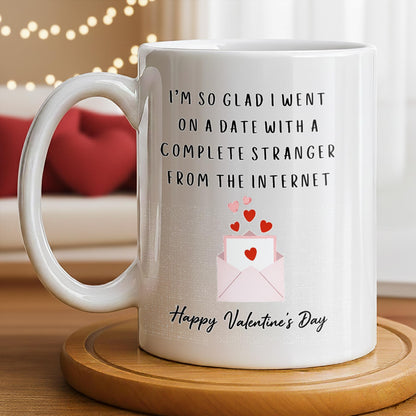 Glad I Went On A Date With A Complete Stranger, Hearts And Cityscape - Personalized Custom Coffee Mug - CPL1362_MG