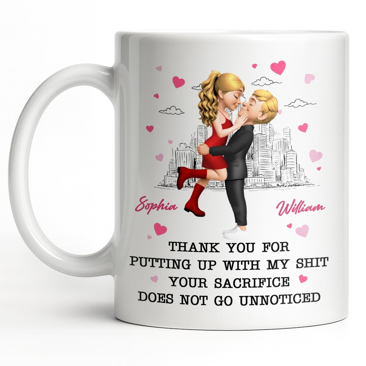 Thank You For Putting Up With My Shit, Couple And Hearts - Personalized Custom Coffee Mug - CPL1363_MG
