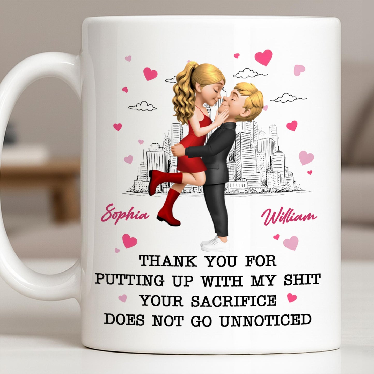 Thank You For Putting Up With My Shit, Couple And Hearts - Personalized Custom Coffee Mug - CPL1363_MG