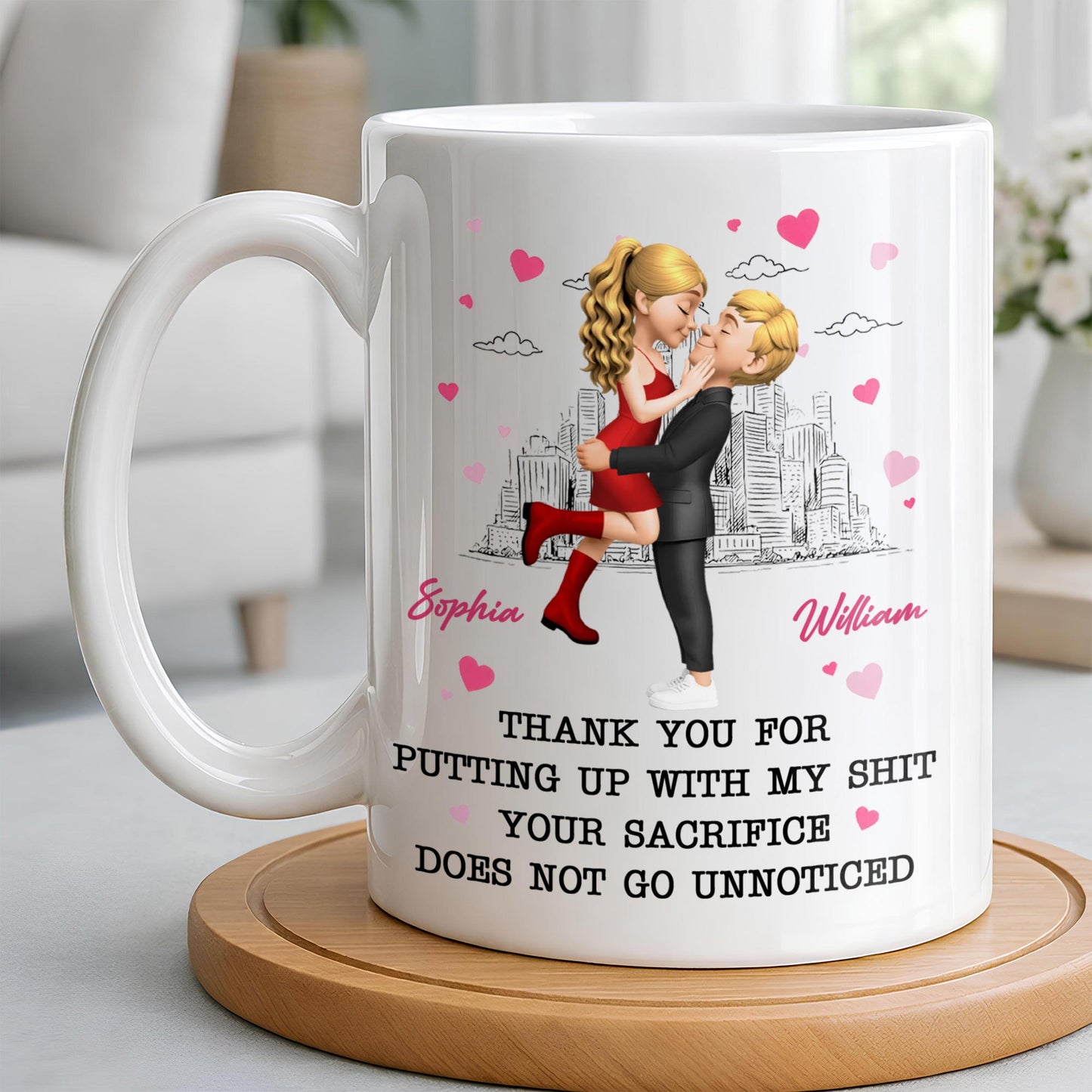Thank You For Putting Up With My Shit, Couple And Hearts - Personalized Custom Coffee Mug - CPL1363_MG