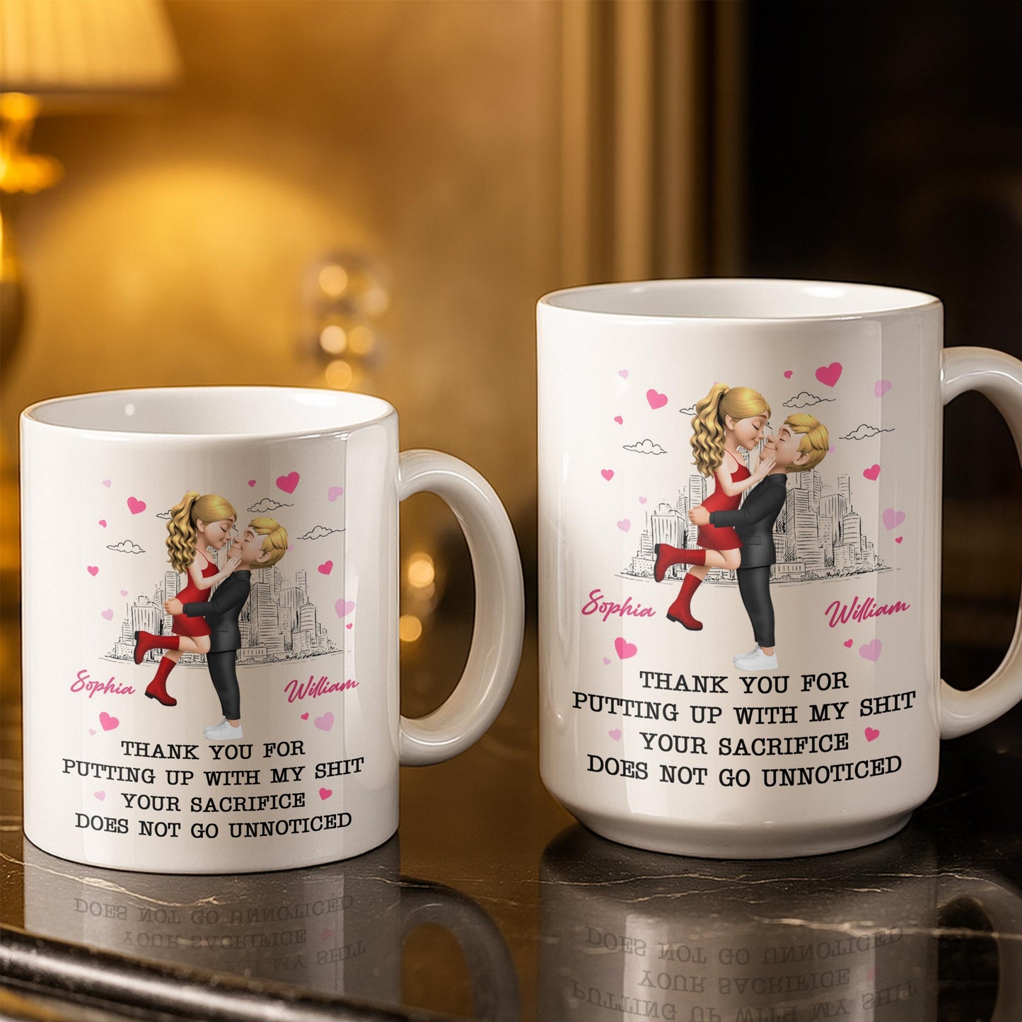 Thank You For Putting Up With My Shit, Couple And Hearts - Personalized Custom Coffee Mug - CPL1363_MG
