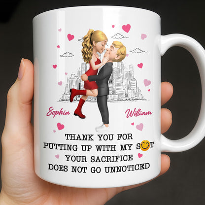 Thank You For Putting Up With My Shit, Couple And Hearts - Personalized Custom Coffee Mug - CPL1363_MG